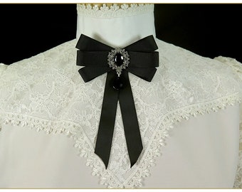 Black Grograin Ribbon Brooch & Bow