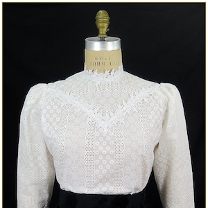 Edwardian White Embroidered Cotton Blouse, Clearance Item, Medium & Large