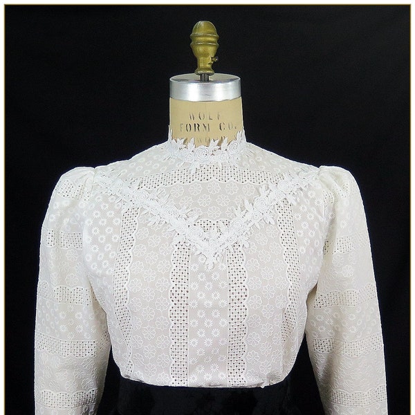 Edwardian White Embroidered Cotton Blouse