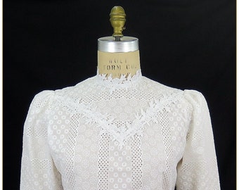 Edwardian White Embroidered Cotton Blouse