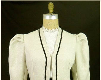 Antique 1890/1900 Black Jacket in Satin, Guipure and Lace. Rare 