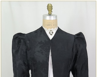 Victorian Black Satin Jacquard Jacket