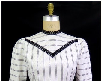 Edwardian Dot & Stripe Cotton Blouse