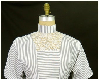 Edwardian Black & White Stripe Blouse