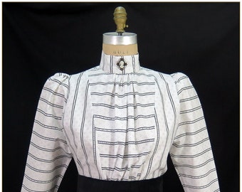 Victorian Dot & Stripe Cotton Blouse