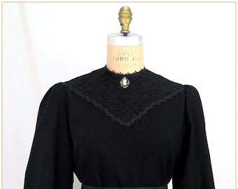 Victorian Black Linen Blend Crepe Blouse