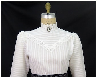 Edwardian Light Ivory Stripe Cotton Blouse