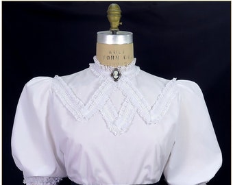 Edwardian Broadcloth & Ruffle Lace Blouse