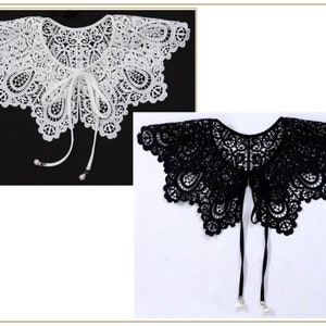 Scalloped Lace Collar, Choose White or Black