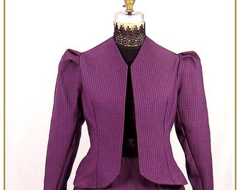 Victorian Wine Blue Check Jacquard Jacket