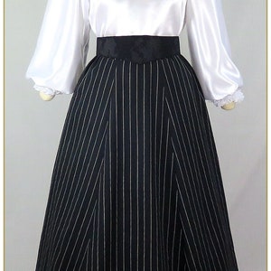 Victorian Black White Stripe Linen Cotton Blend 3-GORE Skirt