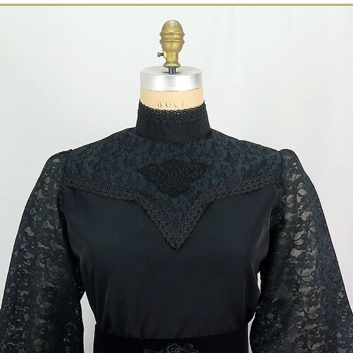 Victorian Black Lace & Applique' Blouse - Etsy