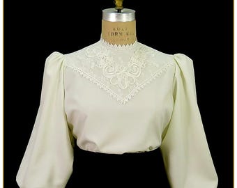 Edwardian Applique Ivory Lace Blouse