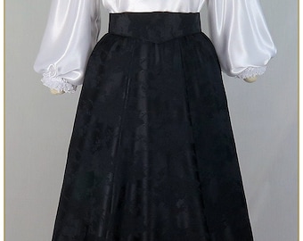 Victorian Black Satin Jacquard Skirt