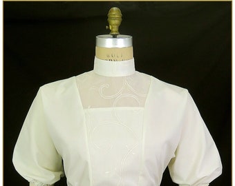 Edwardian Ivory Embroidered Organza & Broadcloth Blouse