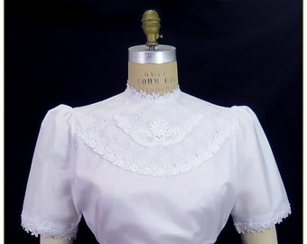 Edwardian Short Sleeve Broadcloth Blouse