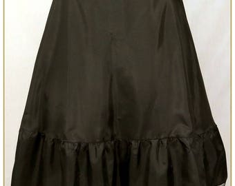 Black Victorian Petticoat, Xlarge Adjustable Waist Sizes 36"-49"