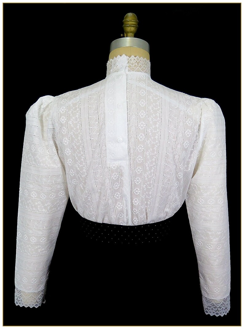 Embroidered Stripe Edwardian Blouse