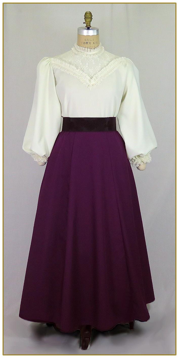 Jupe Longue (maxi) En Soie Rose - Style Antique (1895) - Longueur 100cm - Taille XS