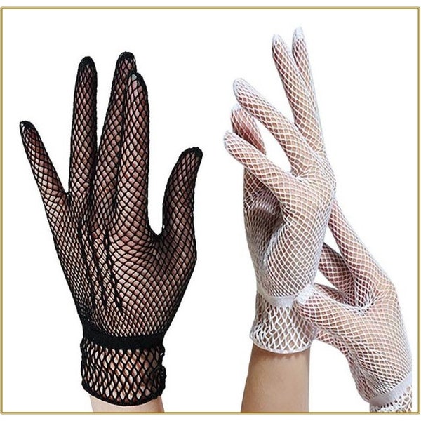 Crochet Mesh Gloves, Choose White or Black