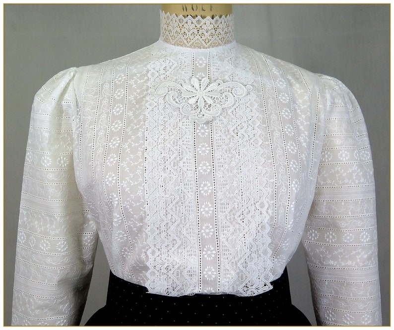 Embroidered Stripe Edwardian Blouse