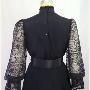 Victorian Black Peachskin & Lace Blouse image 2