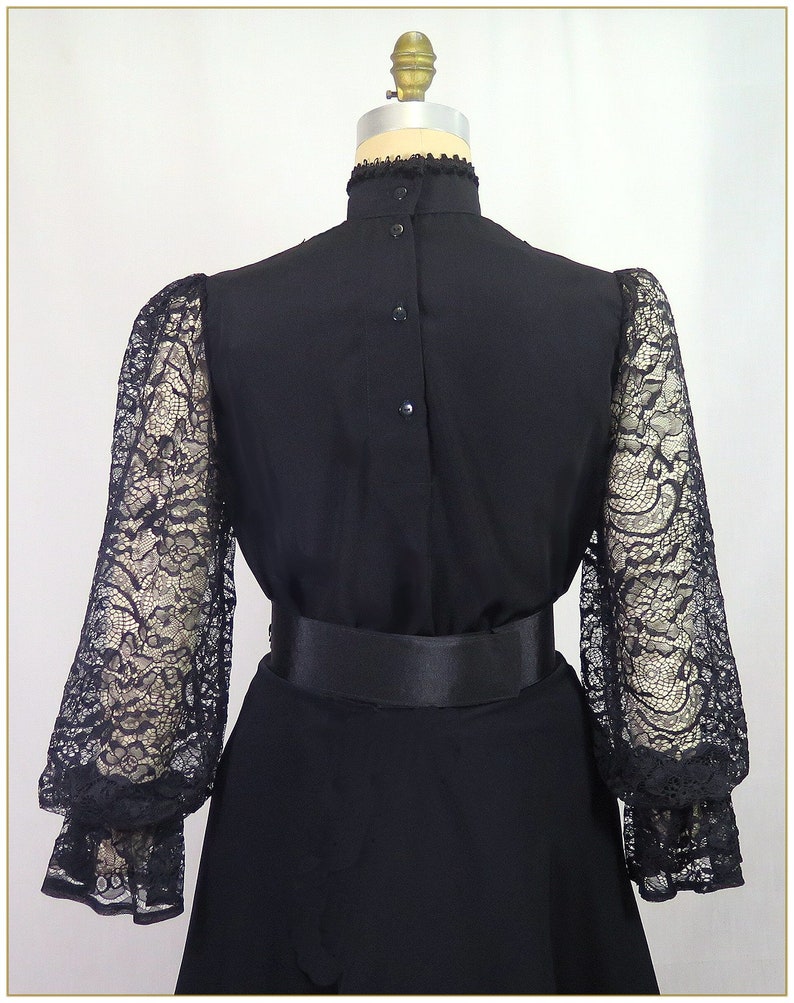 Victorian Black Peachskin & Lace Blouse image 2