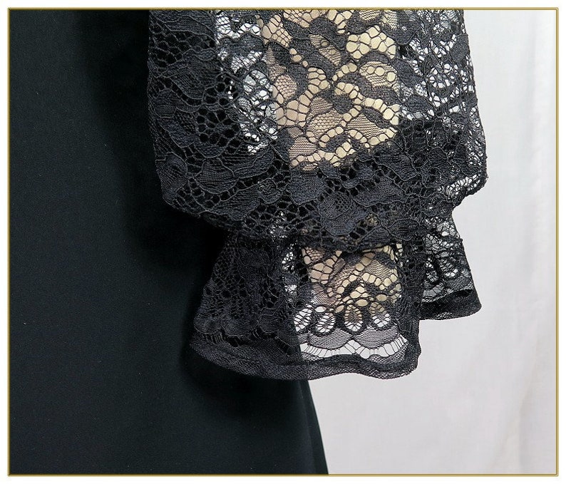 Victorian Black Peachskin & Lace Blouse image 3