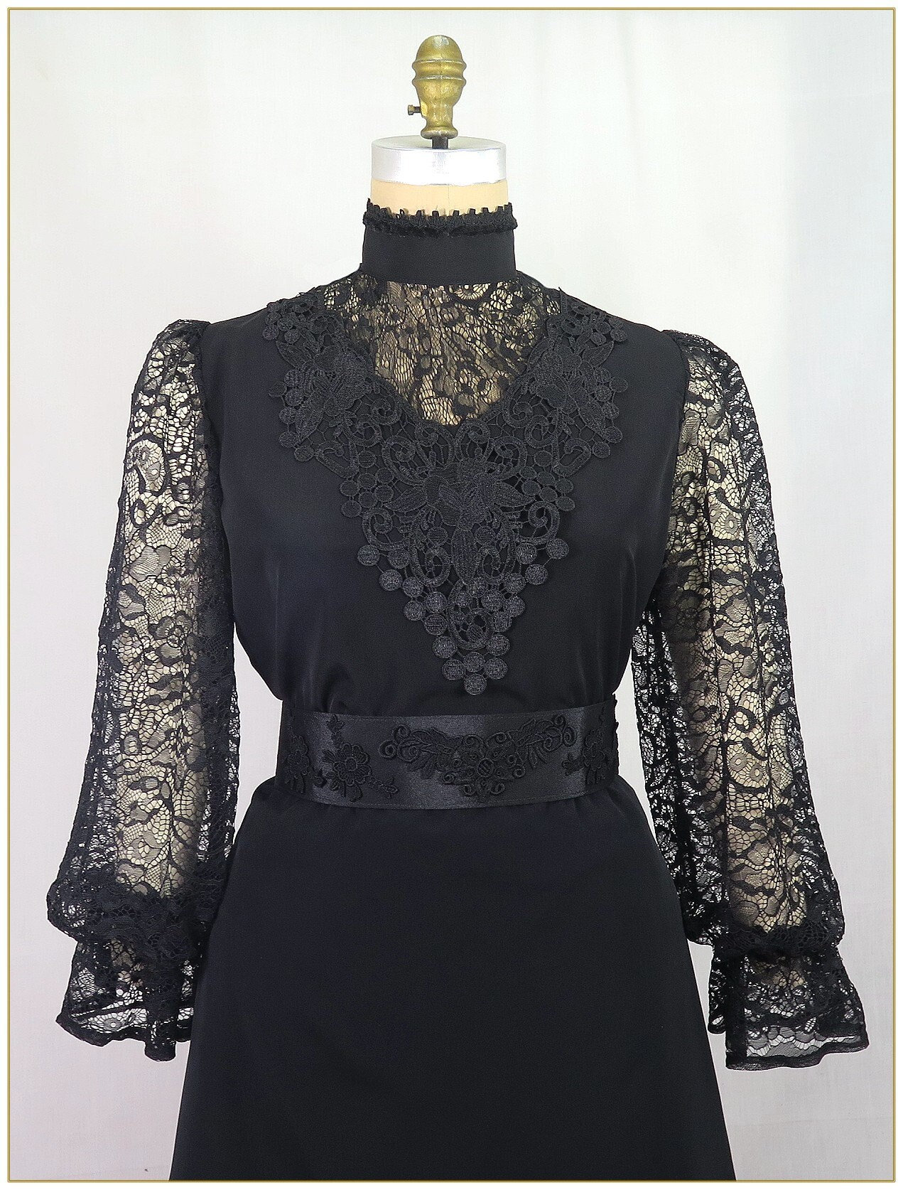 Victorian Black Peachskin & Lace Blouse