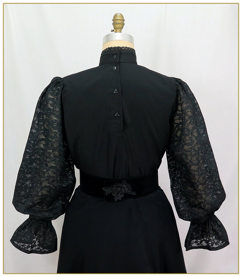 Vintage Sheer Squiggle Applique Blouse Black