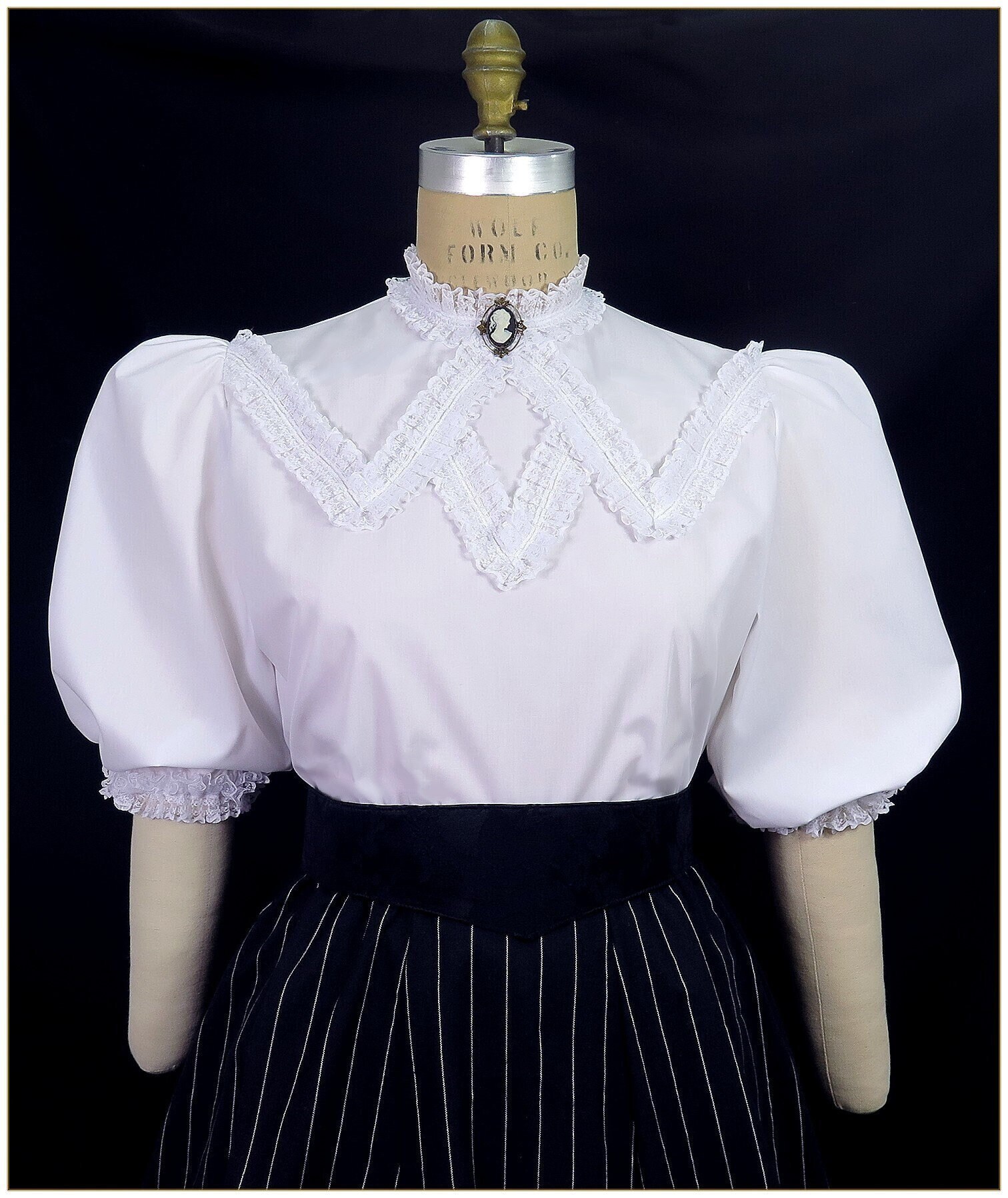Edwardian Broadcloth & Ruffle Lace Blouse