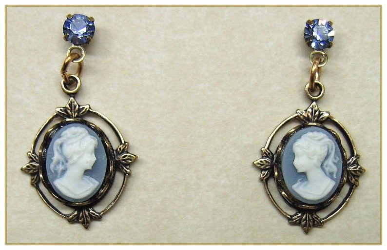 Victorian Costume Jewelry to Wear with Your Dress Cameo Earrings Available in Three Colors $19.00 AT vintagedancer.com