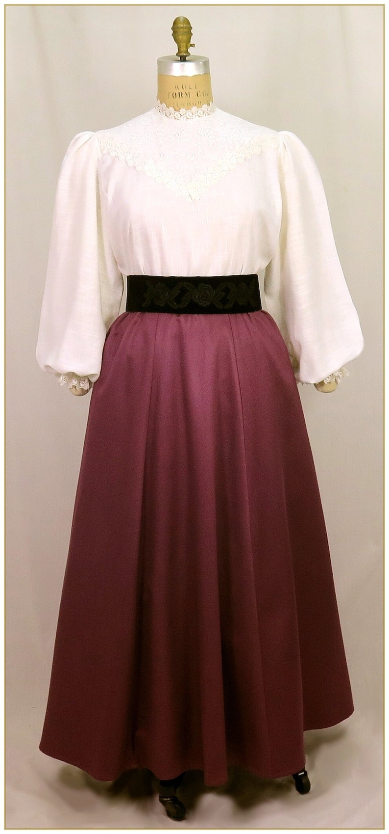 Edwardian Fashion, Clothing & Costumes 1900 – 1910s     Victorian Boysenberry Cotton Twill Skirt  AT vintagedancer.com
