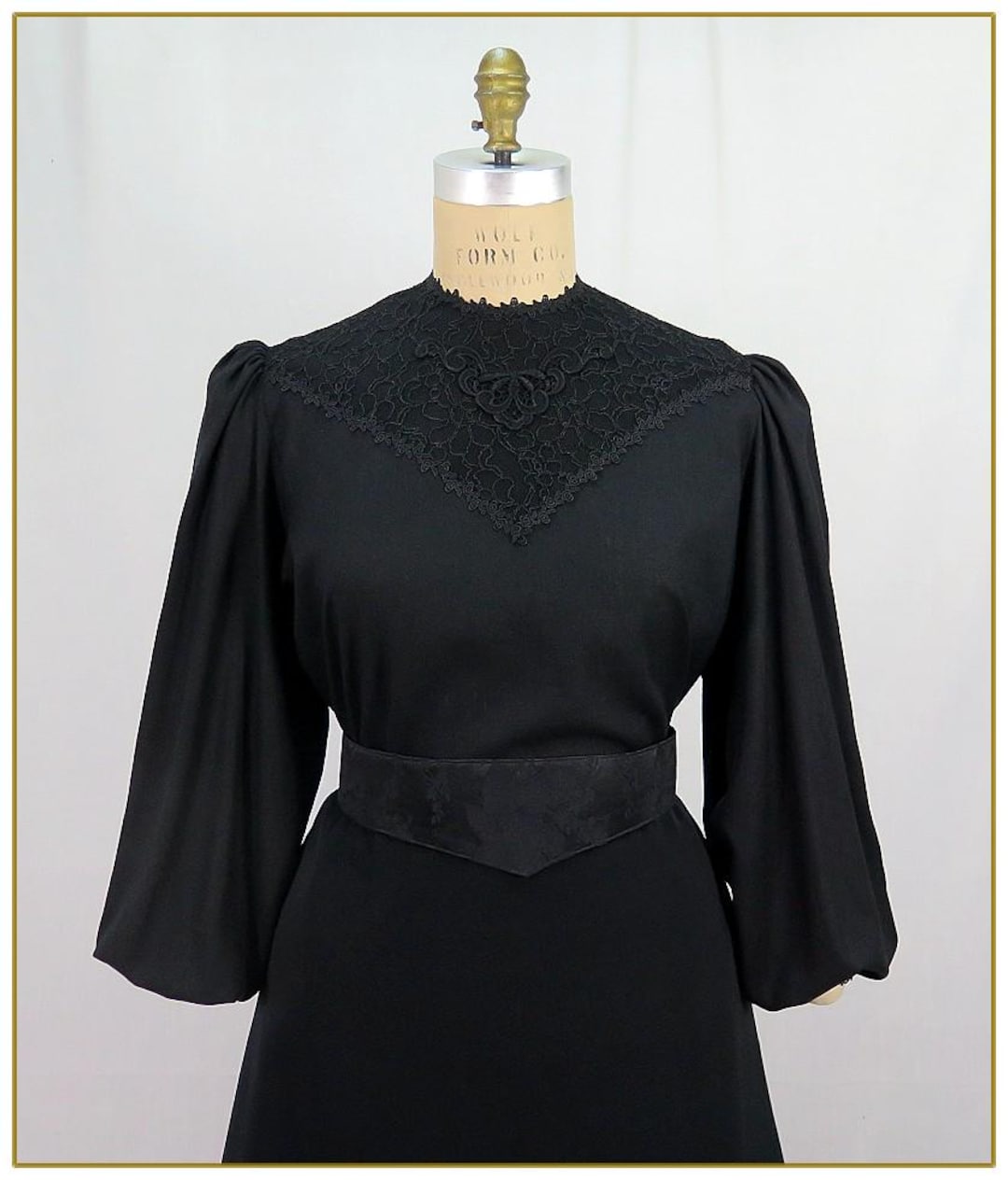 Victorian Woven Linen Blend Black Blouse