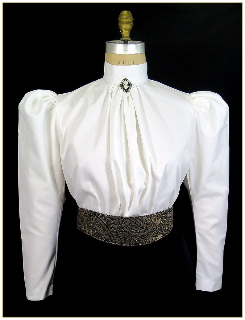 Vintage Blouses, Tops & Retro Shirts Classic Leg-O-Mutton Sleeve Victorian Blouse $62.00 AT vintagedancer.com