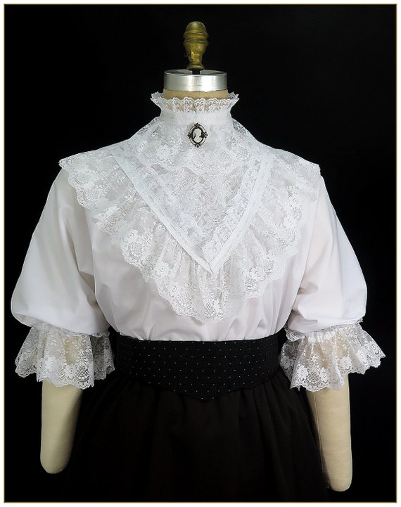 Victorian Ruffle Lace & Ribbon Blouse - Etsy