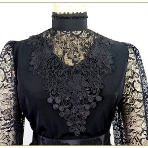 Victorian Black Peachskin & Lace Blouse image 4