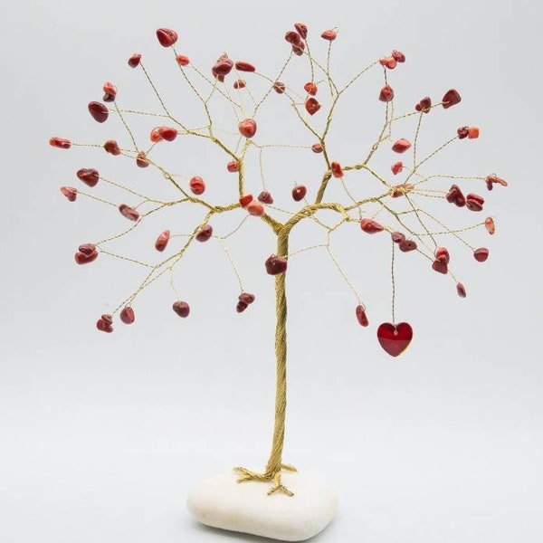 40th Anniversary Gift, 40th wedding anniversary, Ruby tree sculpture, Red abalone shell tree, Ruby anniversary gift