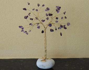 February birthstone gift, Amethyst gemstone tree, February birthday, Wire tree of life