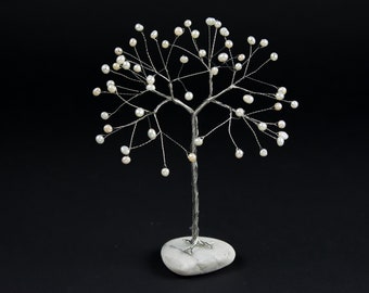 30th Anniversary gift for parents, Pearl gemstone tree, Pearl anniversary