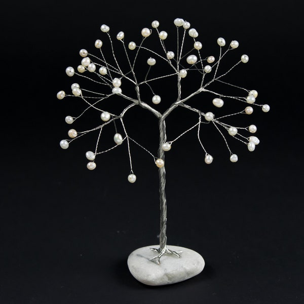 30th Anniversary gift for parents, Pearl gemstone tree, Pearl anniversary