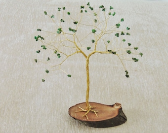 Emerald 20th anniversary gift, May birthstone gift, Emerald wire tree sculpture