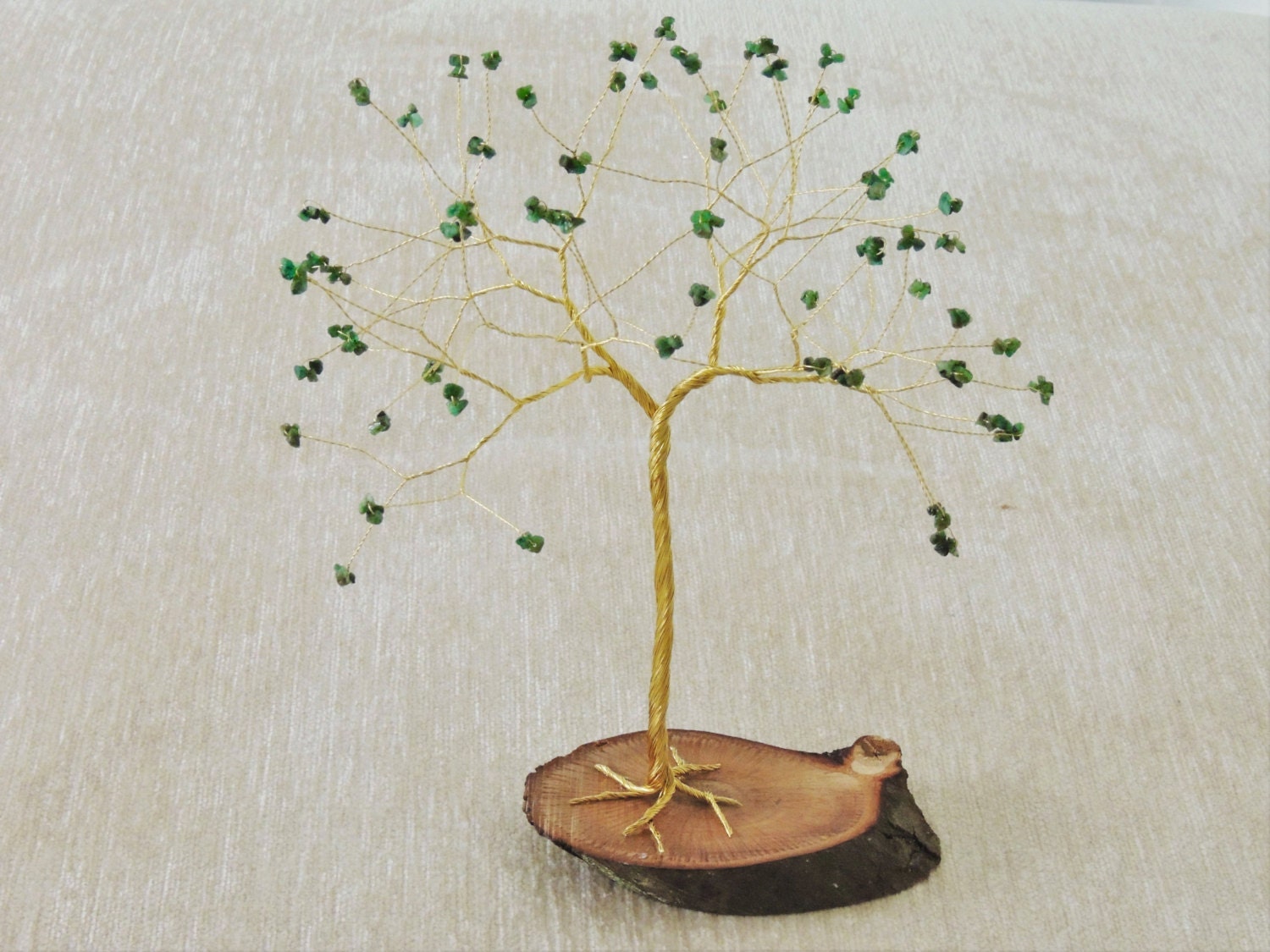 Emerald Wire Tree Of Life, 20Th Anniversary Gift For Parents, May Birthstone Gift