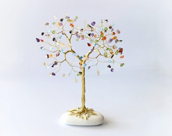 Personalized Family Birthstone Tree for Parents, Custom Mother’s Day Gemstone Tree, Tree of Life, parents Anniversary gift