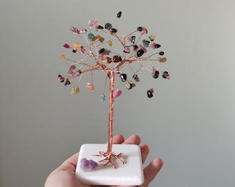 Bronze Anniversary, Tourmaline tree, birthday gift, October birthstone gift