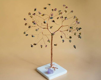 Wedding cake topper, Tree of life cake topper with birthstones, personalized wedding cake topper, gemstone tree topper