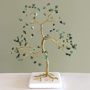 Cadeau de pierre de naissance en mai, arbre de pierres précieuses émeraude, 55e anniversaire de mariage, cadeau d'anniversaire émeraude pour elle