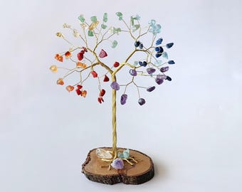 7 Chakra gemstone tree, Healing crystal tree of life, Feng Shui Decor, Spiritual gift