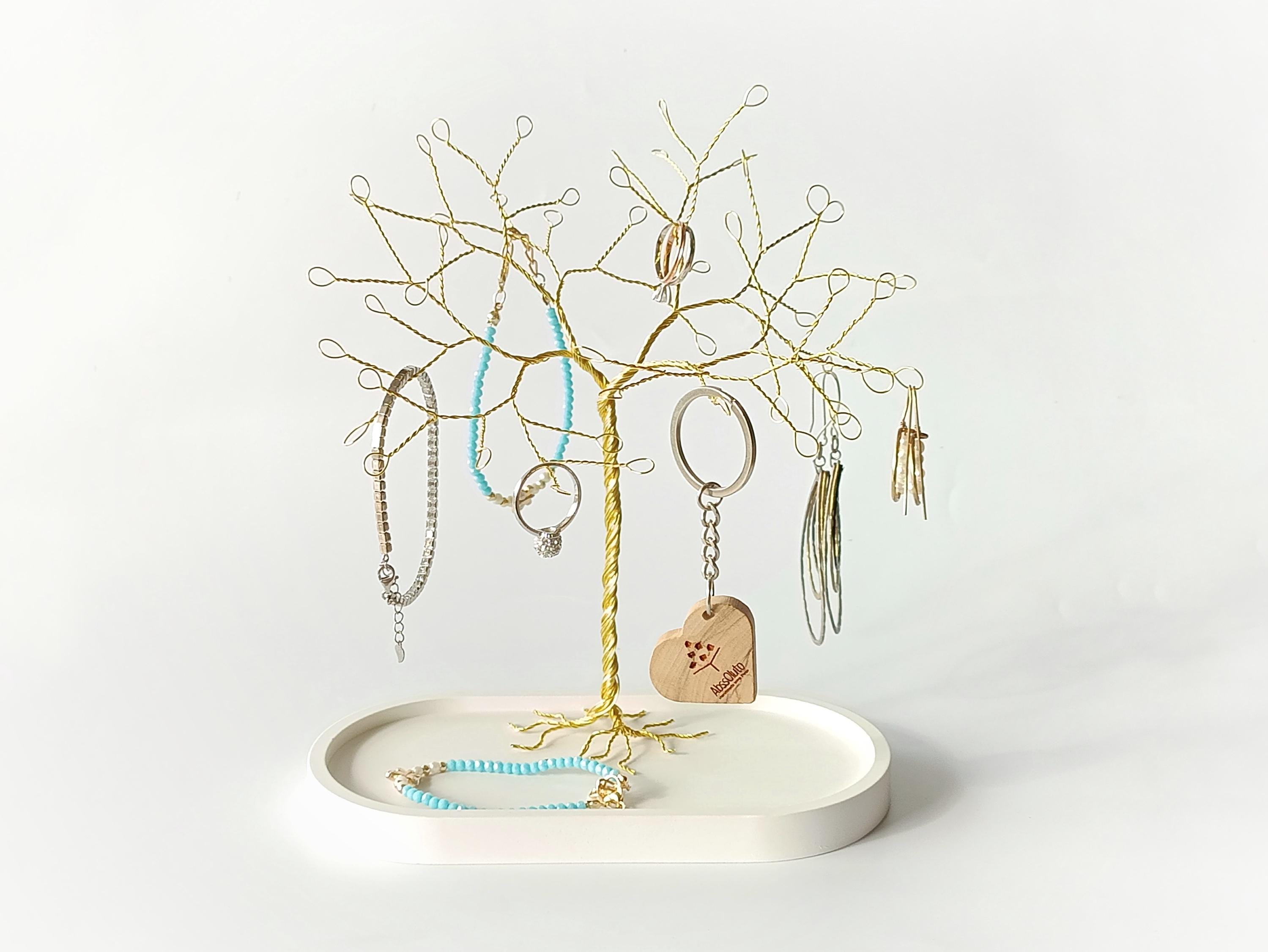 Albero Portagioielli In Oro Bianco - Portagioie Donna Nero - Oro Rosa - Metallo - Porta Gioielli Design Alberi Della Vita Soprammobile (Furo Bamboo Oro Rosso - Foto 6