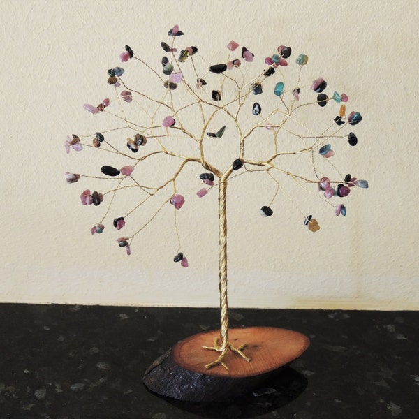 October birthstone gift, Tourmaline birthstone tree, Handmade gemstone tree, wire tree of life, wire tree, Birthstone gift, Sculpture